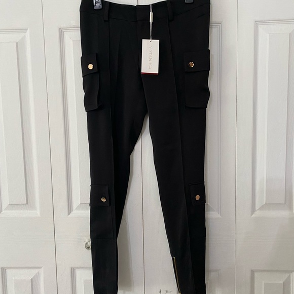 NWT VATANIKA Crepe Blend Cropped Skinny Cargo Pants 4 - Picture 13 of 13